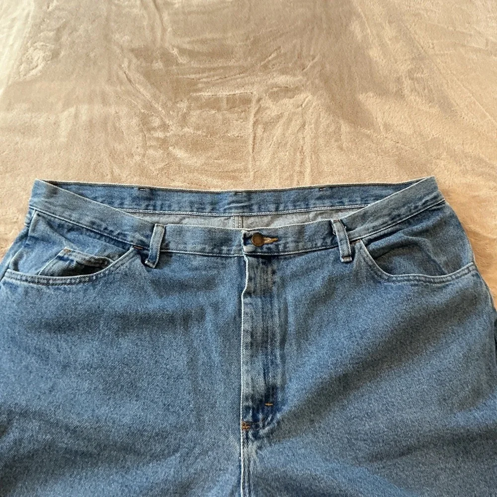 Rustler‎ Mens Straight Leg Denim Jeans Medium Wash Workwear Blue 42x32